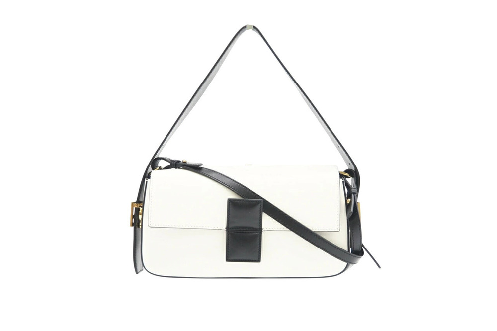 Fendi bag leather twist white shoulder bucket black White Black